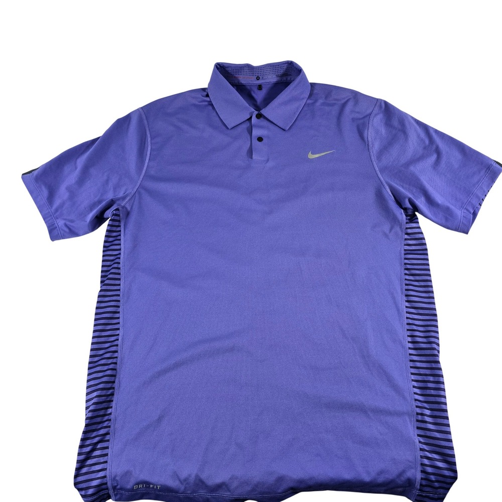 Nike Tiger Woods Collection Dri-FIT Golf Polo Purple Striped 585786-553 Mens M